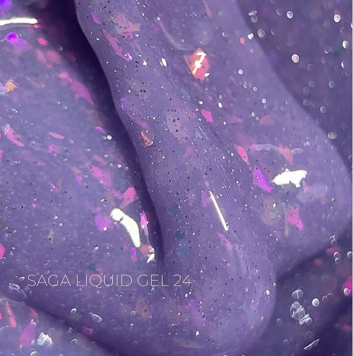 SAGA. Liquid Gel, 15 ml, #24. Рідкий гель для укріплення та нарощування з шимером #1