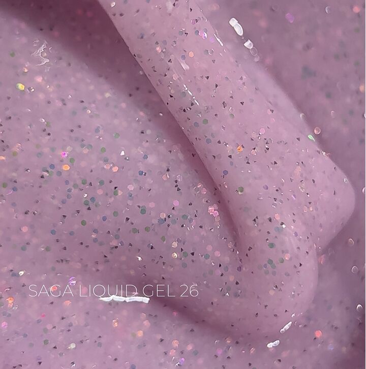 SAGA. Liquid Gel, 15 ml, #26. Рідкий гель для укріплення та нарощування з шимером #1