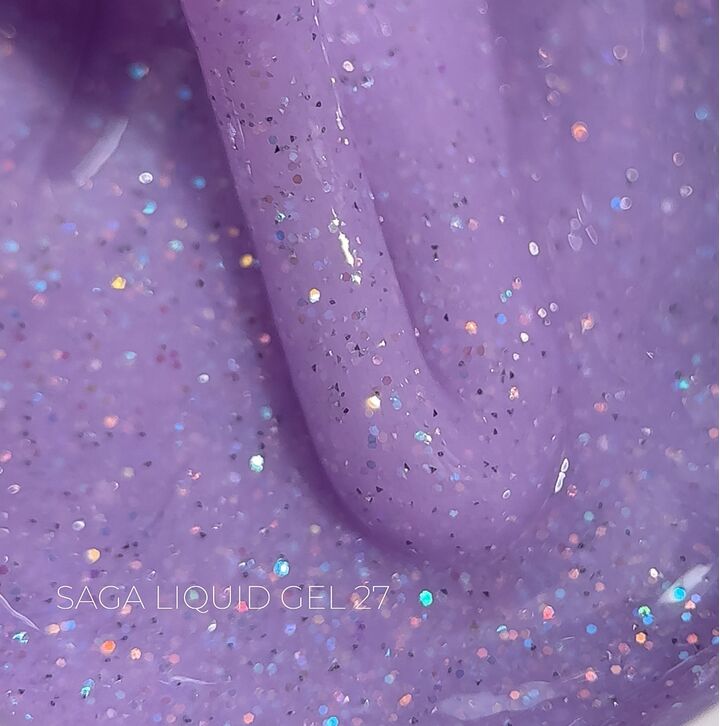 SAGA. Liquid Gel, 15 ml, #27. Рідкий гель для укріплення та нарощування з шимером #1