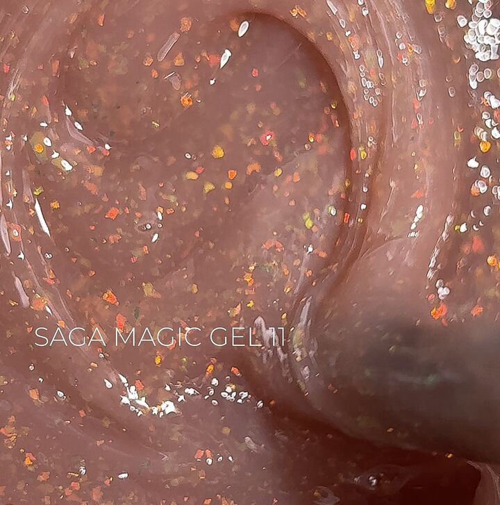 SAGA. Builder Gel "Magic", 15 ml, #11. Гель для укріплення та нарощування з поталлю #1