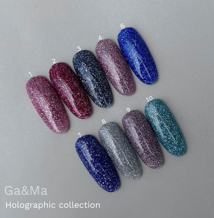 GA&MA. Reflective Gel polish, HOLOGRAPHIC #6, 10 ml, гель-лак світловідбиваючий ( попередня упаковка) #3