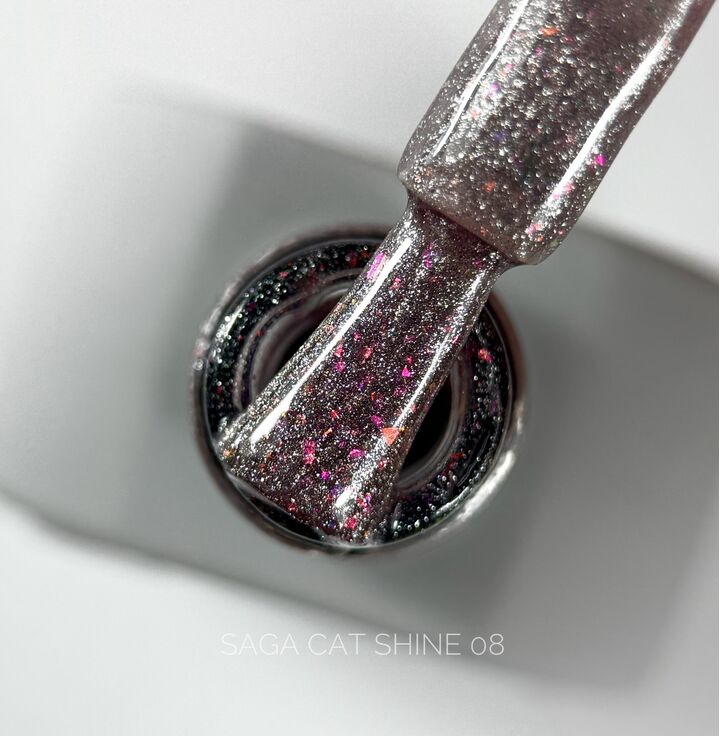 SAGA. Cat's Eye Gel Polish "Cat Shine", #08, 10 ml. Гель-лак "Котяче око" #1