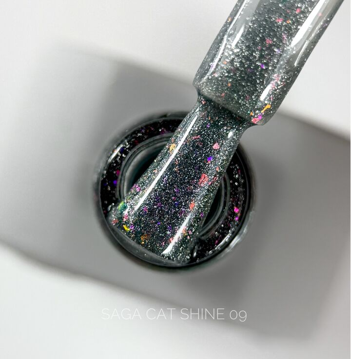 SAGA. Cat's Eye Gel Polish "Cat Shine", #09, 10 ml. Гель-лак "Котяче око" #1