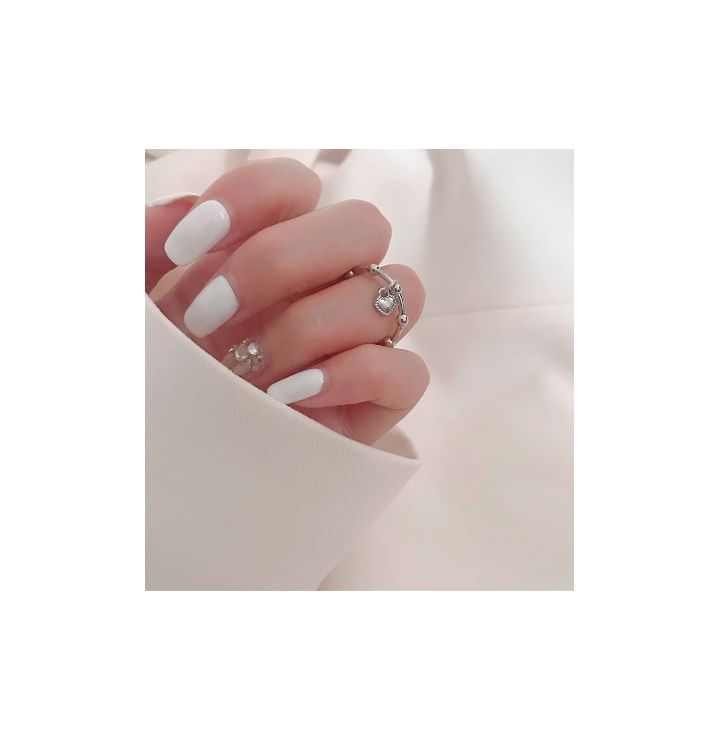Minimalistischer Ring mit Anhänger, silberne Farbe #2