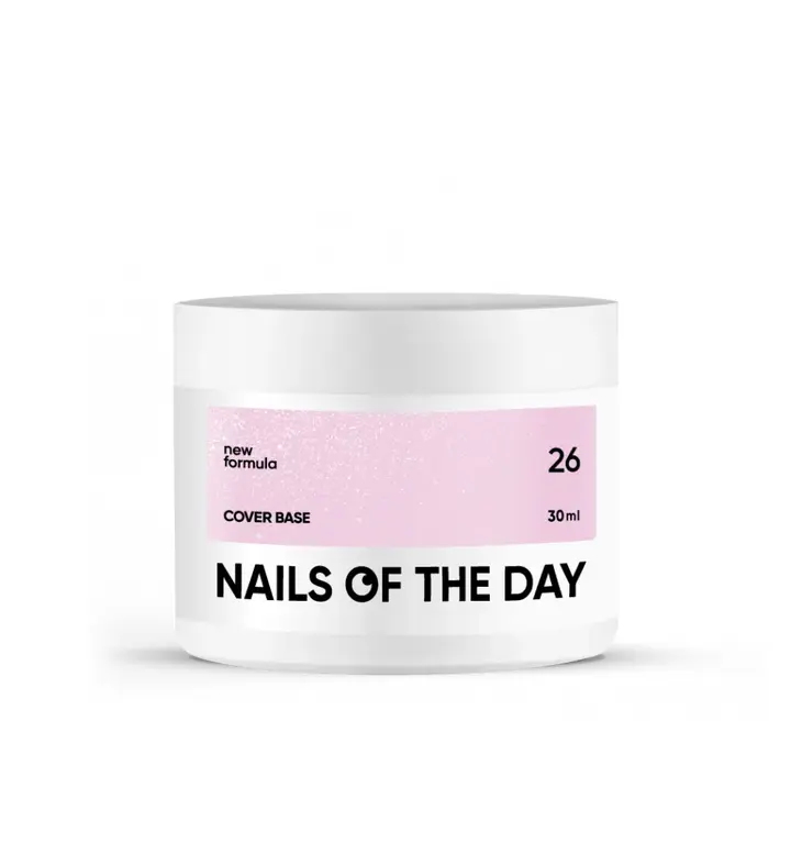 NOTD. Cover Base, NEW Formula #26, 30 ml, ніжно-рожева камуфлююча база зі срібним шимером #2