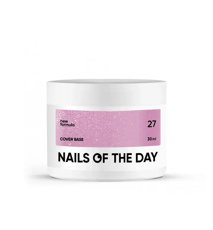 NOTD. Cover Base, NEW Formula #27, 30 ml, рожева камуфлююча база зі срібним шимером #2