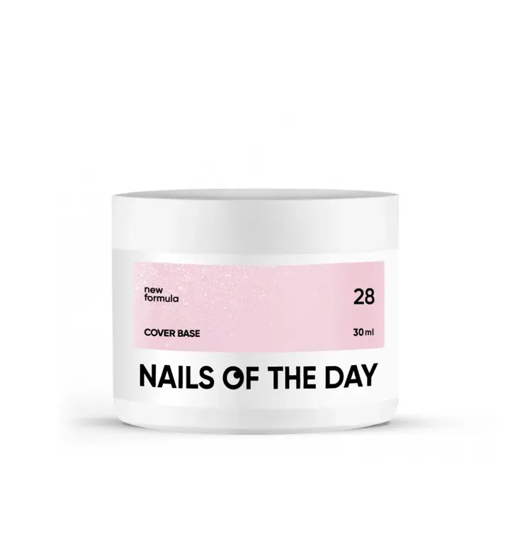 NOTD. Cover Base, NEW Formula #28, 30 ml, пудрово–рожева камуфлююча база зі срібним шимером #2