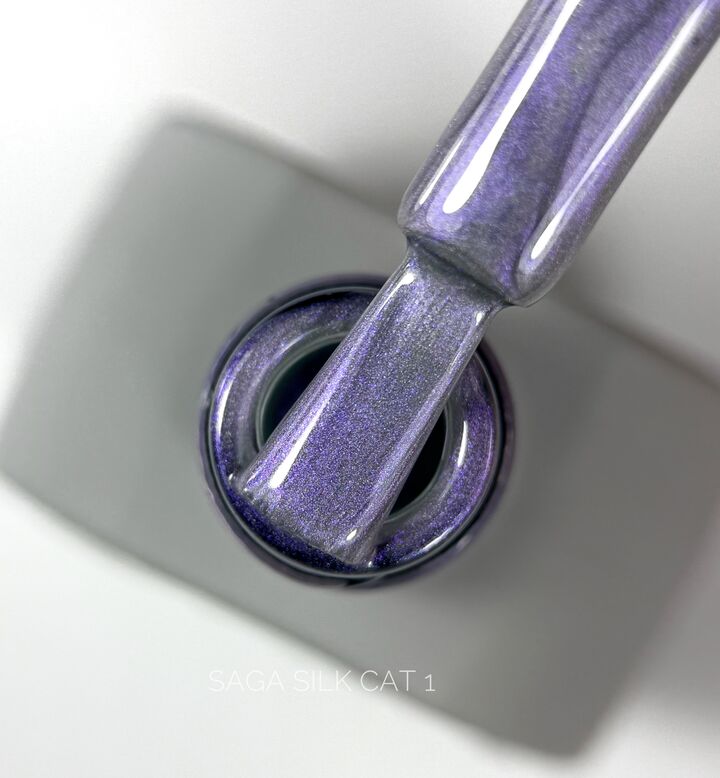 SAGA. Cat's Eye Gel Polish "Silk Cat", #01, 10 ml. Гель-лак "Котяче око" з перламутром #2