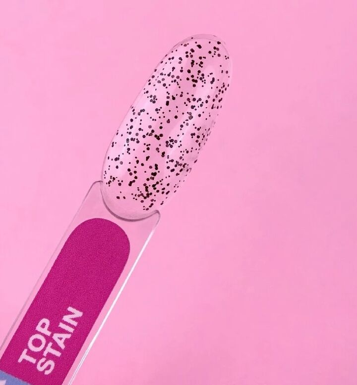 SALE / LUNAmoon. Stain Top Coat, 13 ml, Top Coat mit schwarzen Partikeln #4