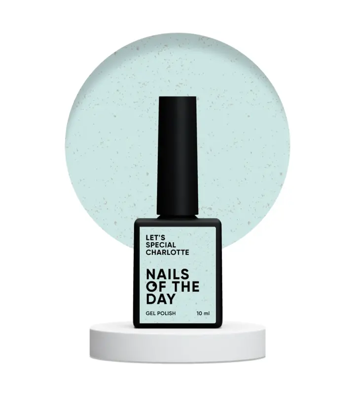 NOTD. Гель-лак Let's special Charlotte, #267, 10 ml, м'ятно-блакитний із золотою поталлю #3