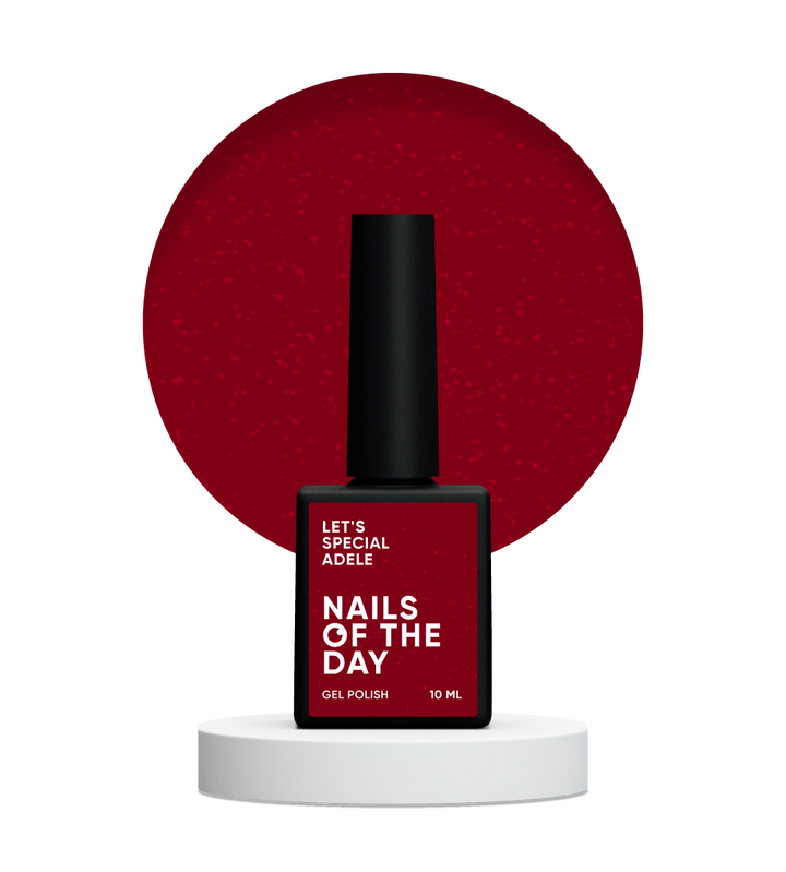 NOTD. "Let's Special" Gel Polish, ADELE, #153, 10 ml. Гель-лак, червоний з шимером #2