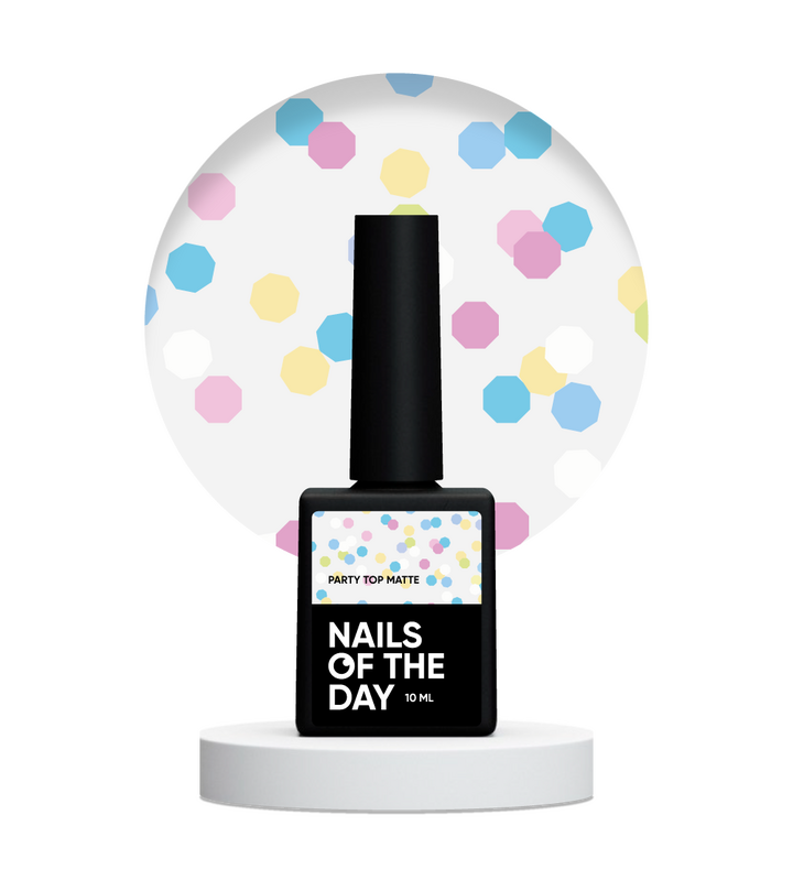 NOTN. Matte Top "Party", 10 ml, матовий топ з неоновими шестигранниками #2