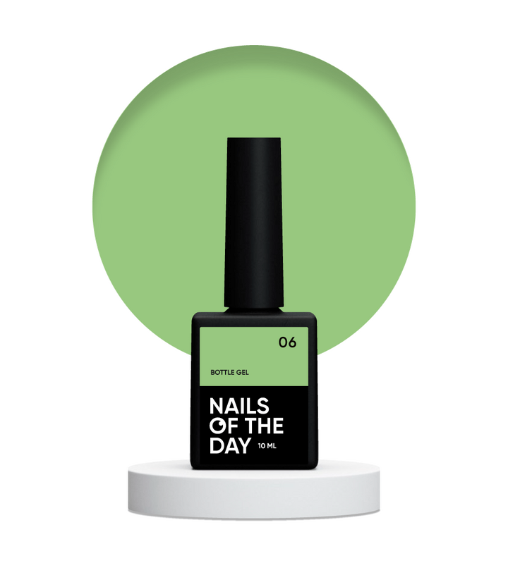 NOTD. Bottle Gel #6, Light Green, 10 ml, flüssiges extra-starkes Builder Gel, hellgrün #3