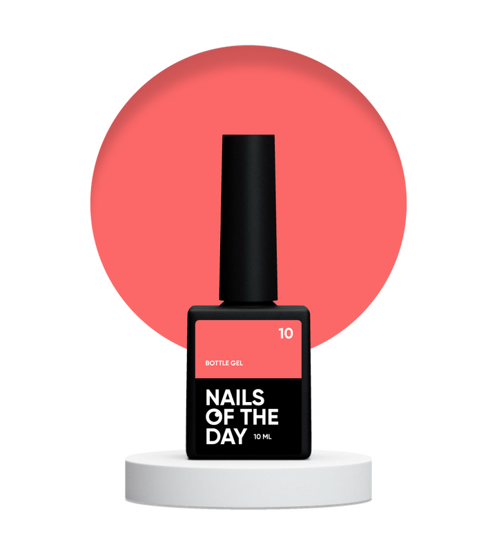 NOTD. Bottle Gel #10, Coral, 10 ml, gel liquido super resistente, corallo #2