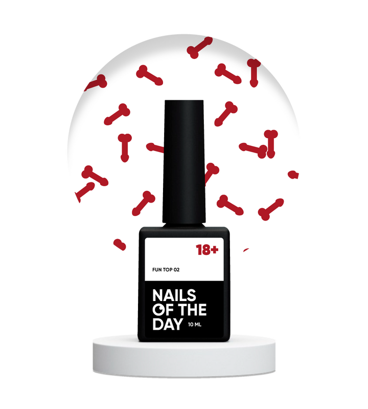 NOTD. "Fun!" Top #02, 10 ml, топ з червоними фігурками #3