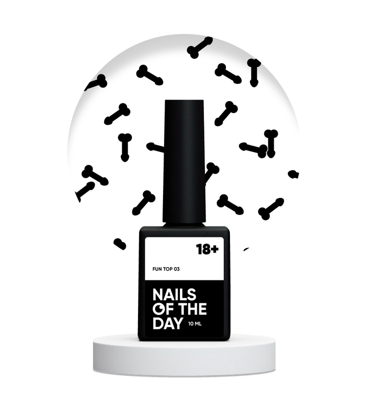 NOTD. "Fun!" Top #03, 10 ml, топ з чорними фігурками #2