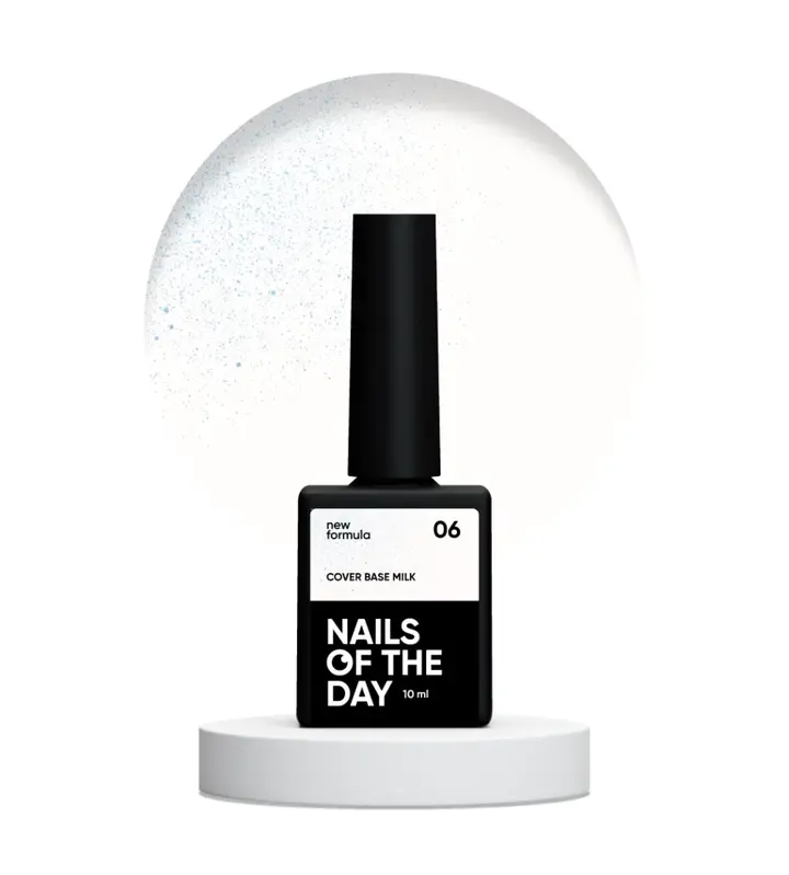NOTD. Cover Base Milk with silver shimmer #06, NEW Formula, 10 ml, mleczna baza z niebieskim shimmerem #2