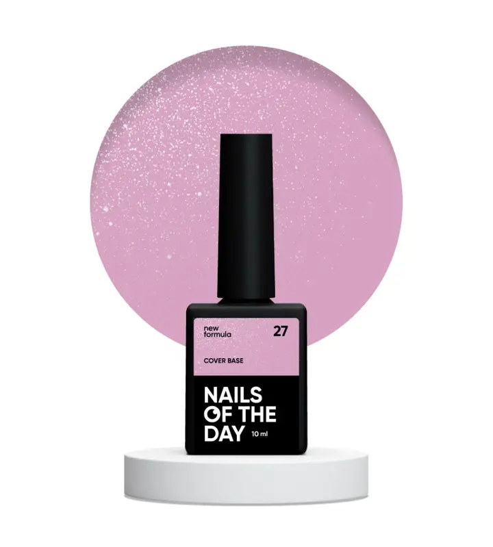 NOTD. Cover Base, NEW Formula #27, 10 ml, рожева камуфлююча база зі срібним шимером #2
