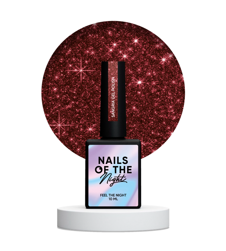 NOTN. Gel polish, Sangria, #154, 10 ml. Гель-лак світловідбиваючий, насичено-червоний #2