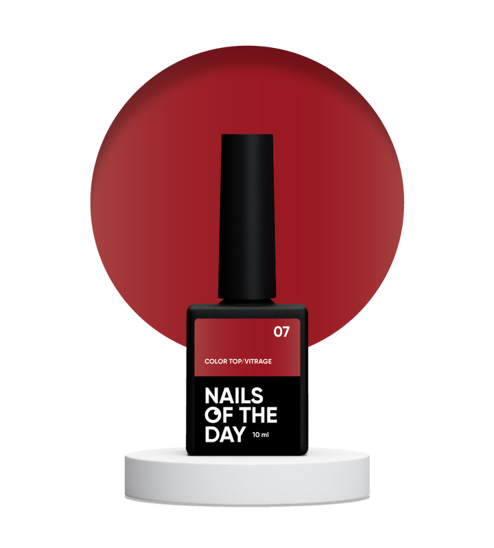 NOTD. Color Top, Vitrage #07, 10 ml. Вітражний топ без липкого шару, бордовий #2