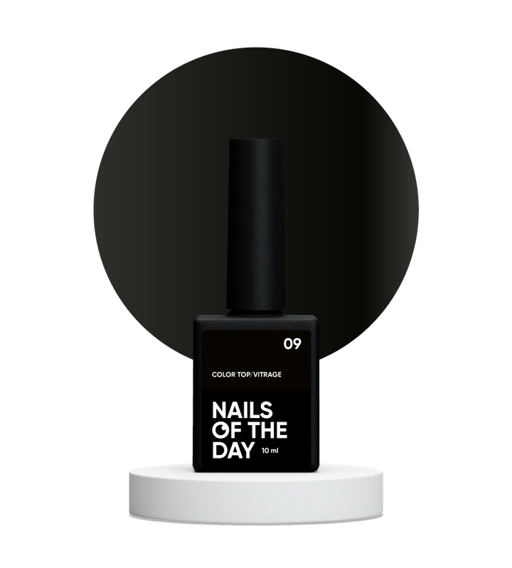 NOTD. Color Top, Vitrage #09, 10 ml. Вітражний топ без липкого шару, чорний #2