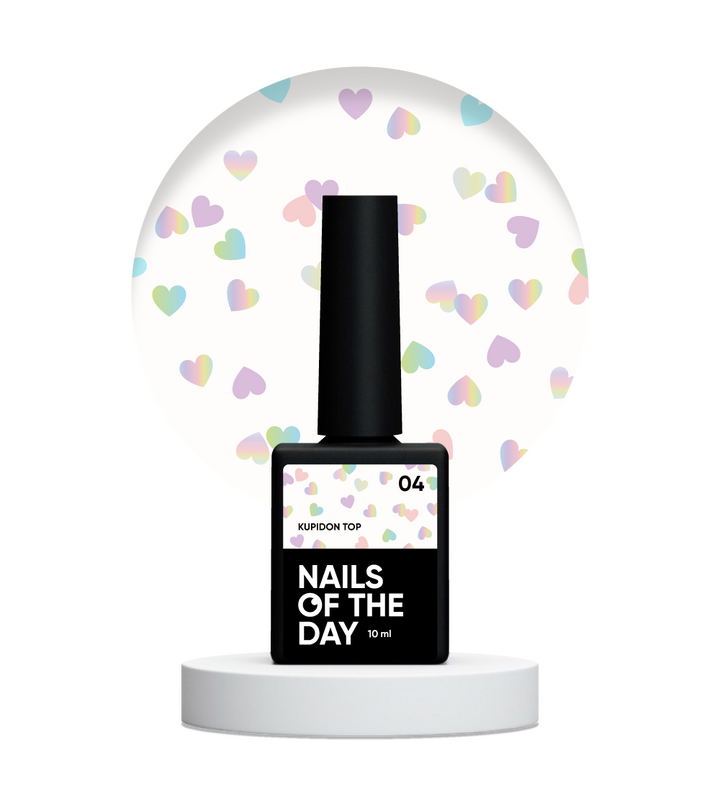 NOTD. "Kupidon" Top #04, 10 ml, top z holograficznymi serduszkami #2
