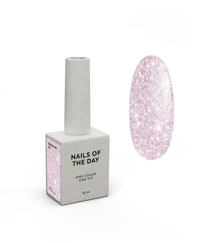 NOTD. Gel Polish, Let's special, PARADISE #02, 10 ml, гель-лак пудрово-рожевий з блискітками #1
