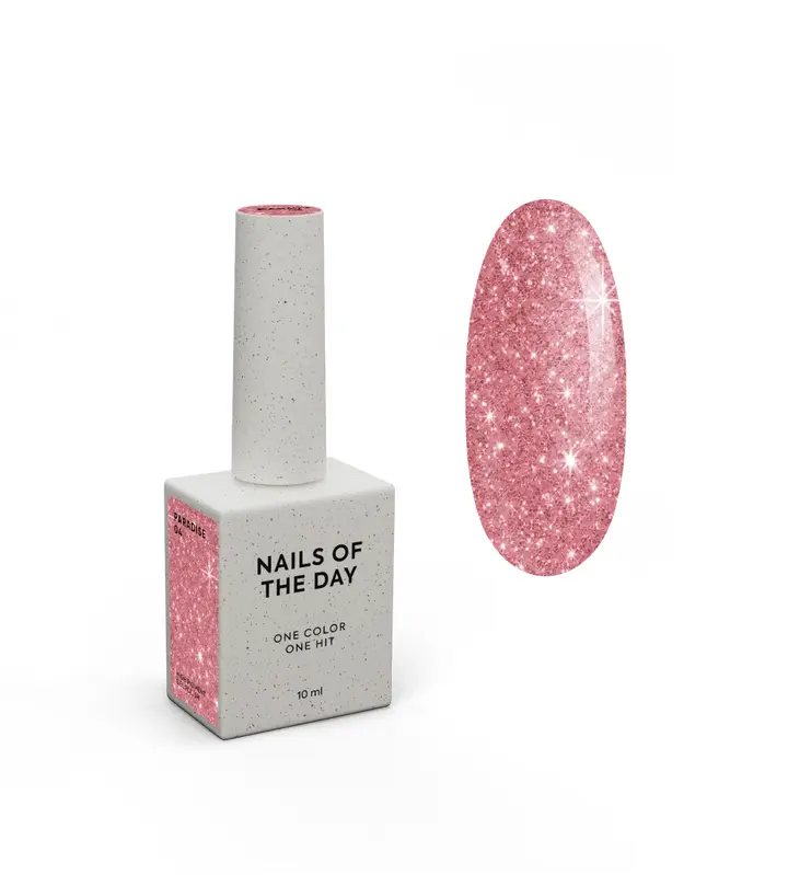 NOTD. Gel Polish, Let's special, PARADISE #04, 10 ml, гель-лак коралово-рожевий з блискітками #1