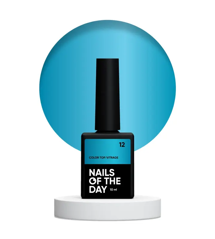 NOTD. Color Top, Vitrage #12, 10 ml. Вітражний топ без липкого шару, напівпрозорий насичений блакитний #2