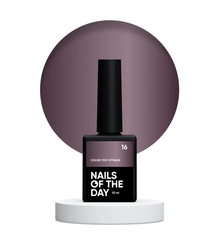 NOTD. Color Top, Vitrage #16, 10 ml. Вітражний топ без липкого шару, напівпрозорий припилений сливовий #2