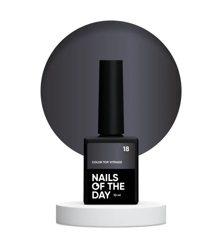 NOTD. Color Top, Vitrage #18, 10 ml. Вітражний топ без липкого шару, напівпрозорий графітовий сіро-чорний #2