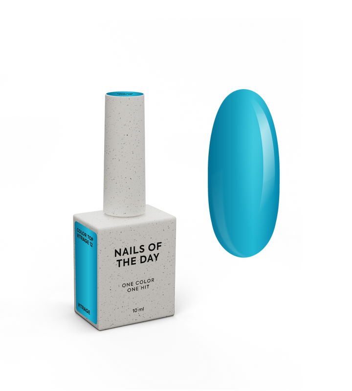 NOTD. Color Top, Vitrage #12, 10 ml. Вітражний топ без липкого шару, напівпрозорий насичений блакитний #1