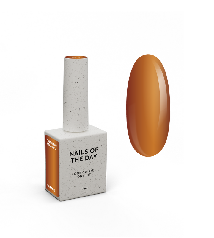 NOTD. Color Top, Vitrage #14, 10 ml. Вітражний топ без липкого шару, напівпрозорий карамельний #1