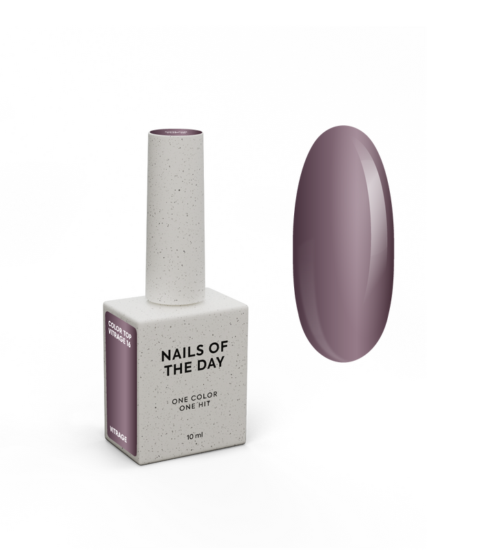 NOTD. Color Top, Vitrage #16, 10 ml. Вітражний топ без липкого шару, напівпрозорий припилений сливовий #1