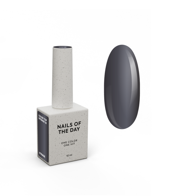 NOTD. Color Top, Vitrage #18, 10 ml. Вітражний топ без липкого шару, напівпрозорий графітовий сіро-чорний #1