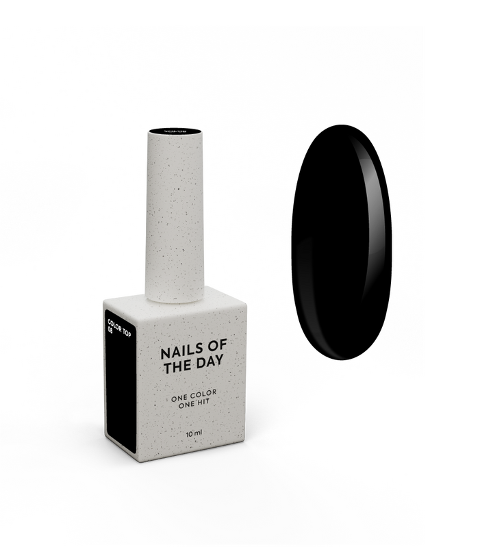 NOTD. Color Top #08, 10 ml. Топ без липкого шару, насичений чорний #1