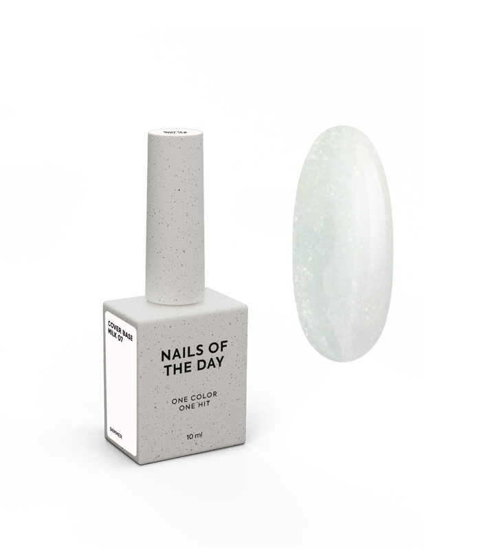 NOTD. Cover Base Milk with silver shimmer #07, NEW Formula, 10 ml, milchige Base mit goldenem Schimmer #2