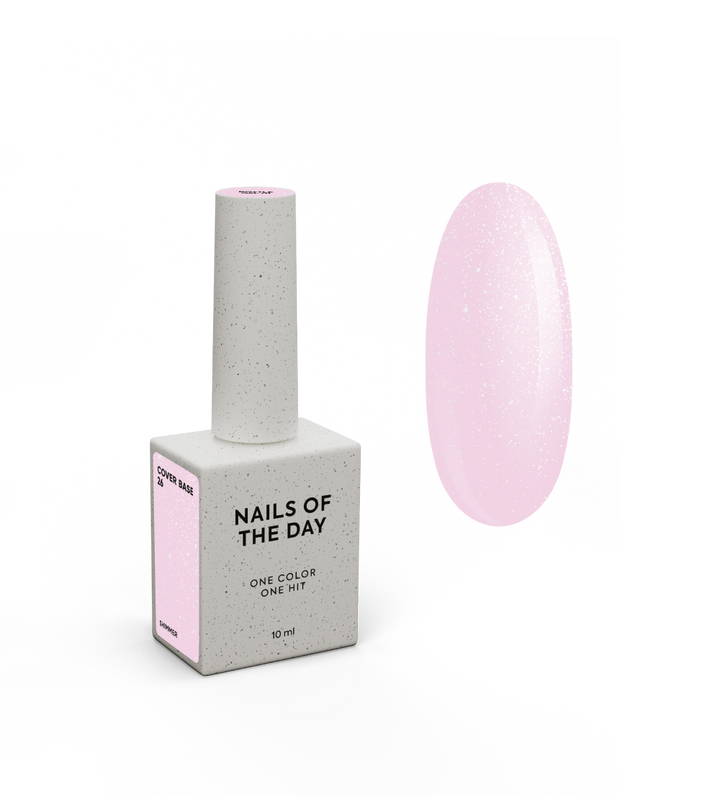 NOTD. Cover Base, NEW Formula #26, 10 ml, ніжно-рожева камуфлююча база зі срібним шимером #2