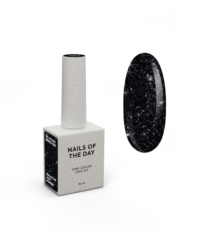 NOTN. Gel polish, Deniels, #034, 10 ml. Гель-лак світловідбиваючий, пігментований чорний зі срібним шиммером #1