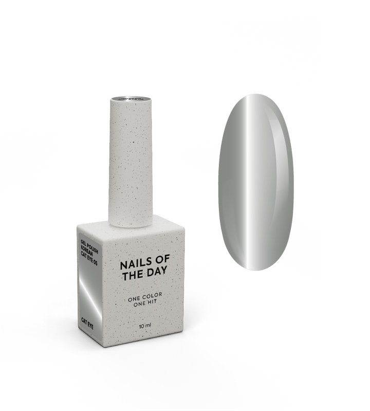 NOTN. Korean "Cat eye" Gel Polish #05, 10 ml, гель-лак "котяче око" сріблястий #1
