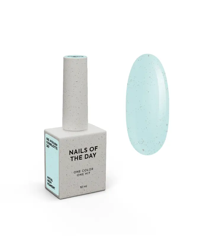 NOTD. Гель-лак Let's special Charlotte, #267, 10 ml, м'ятно-блакитний із золотою поталлю #1