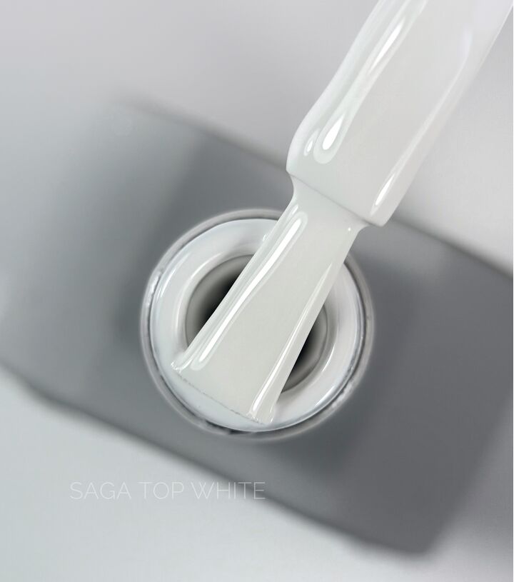 SAGA. No Wipe Color Top, White, 10 ml. Top bez lepkiej warstwy, biały #2