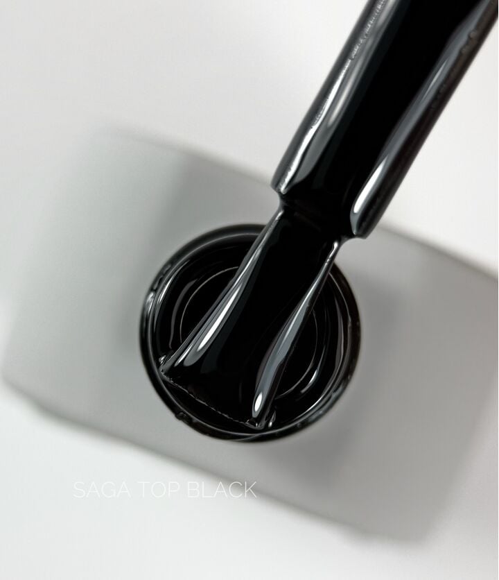 SAGA. No Wipe Color Top, Black, 10 ml. Топ без липкого шару, чорний #2