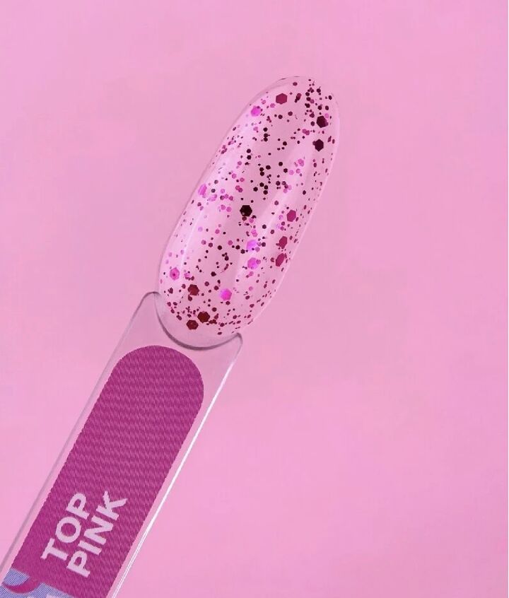 LUNAmoon. Pink Top Coat, 13 ml, top con partículas brillantes rosas #4