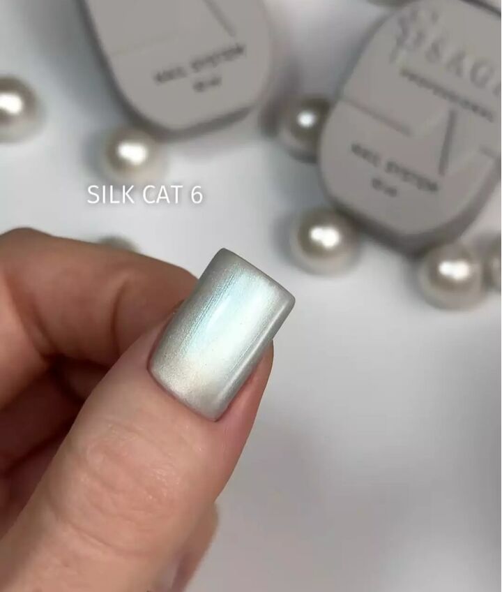 SAGA. Cat's Eye Gel Polish "Silk Cat", #06, 10 ml. Гель-лак "Котяче око" з перламутром #3