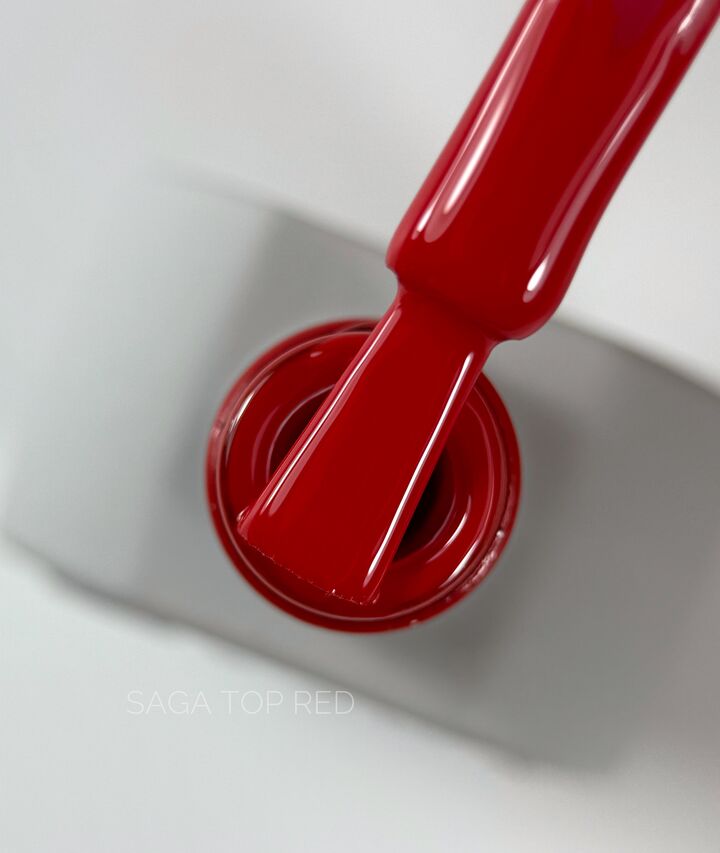 SAGA. No Wipe Color Top, Red, 10 ml. Топ без липкого шару, червоний #2