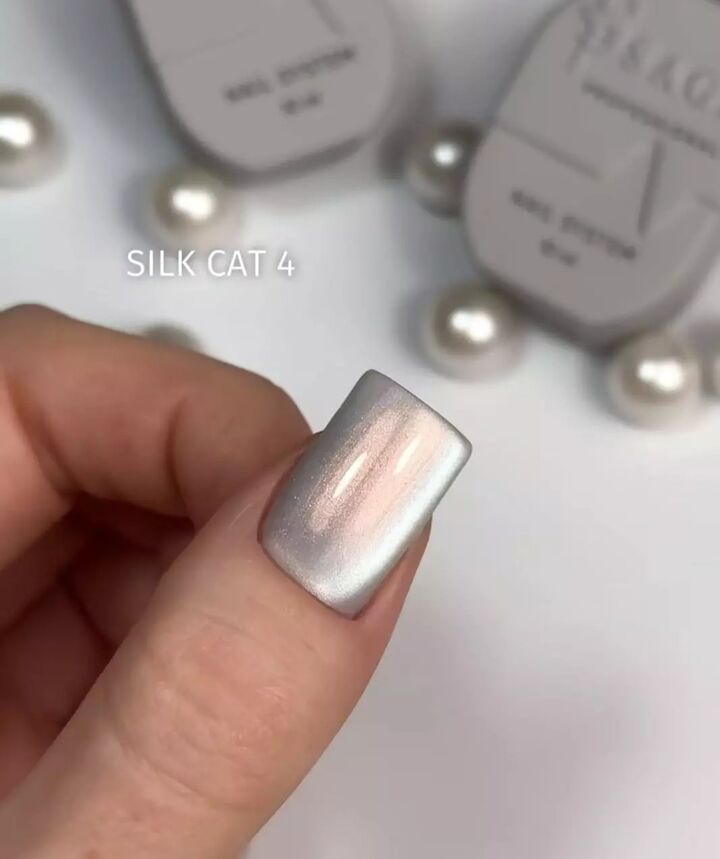 SAGA. Cat's Eye Gel Polish "Silk Cat", #04, 10 ml. Гель-лак "Котяче око" з перламутром #3