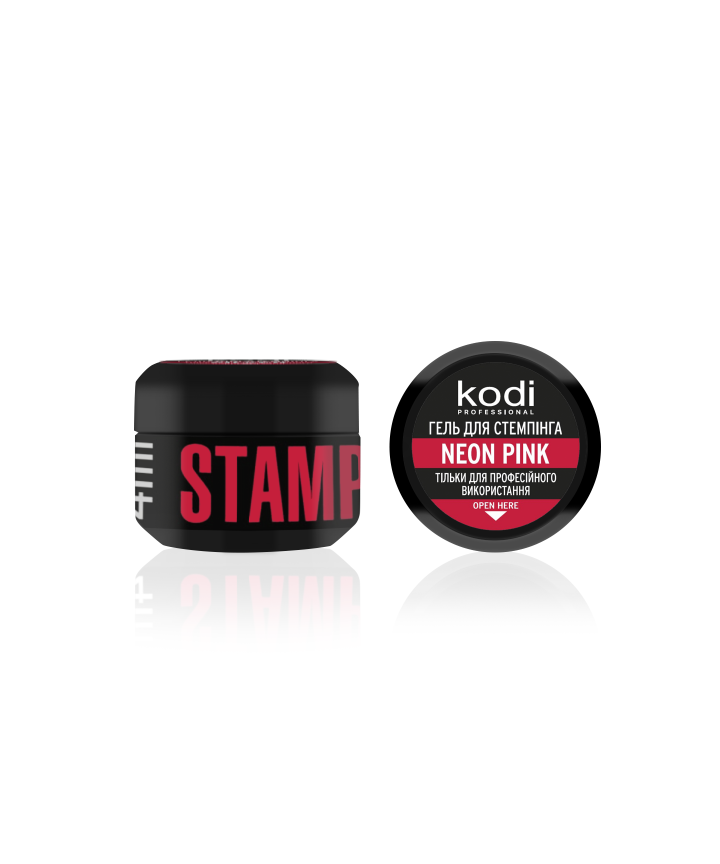 KODI Stamping Gel Neon Pink, неоновий рожевий, 4 ml, гель для стемпінгу #2