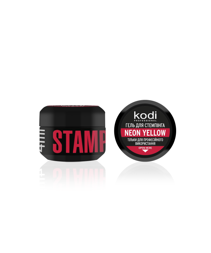 KODI Stamping Gel Neon Yellow, неоновий жовтий, 4 ml, гель для стемпінгу #2