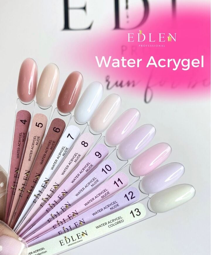 EDLEN Water Acrygel COLORED №13, 9 ml, рідкий гель, ванільно-салатовий #2